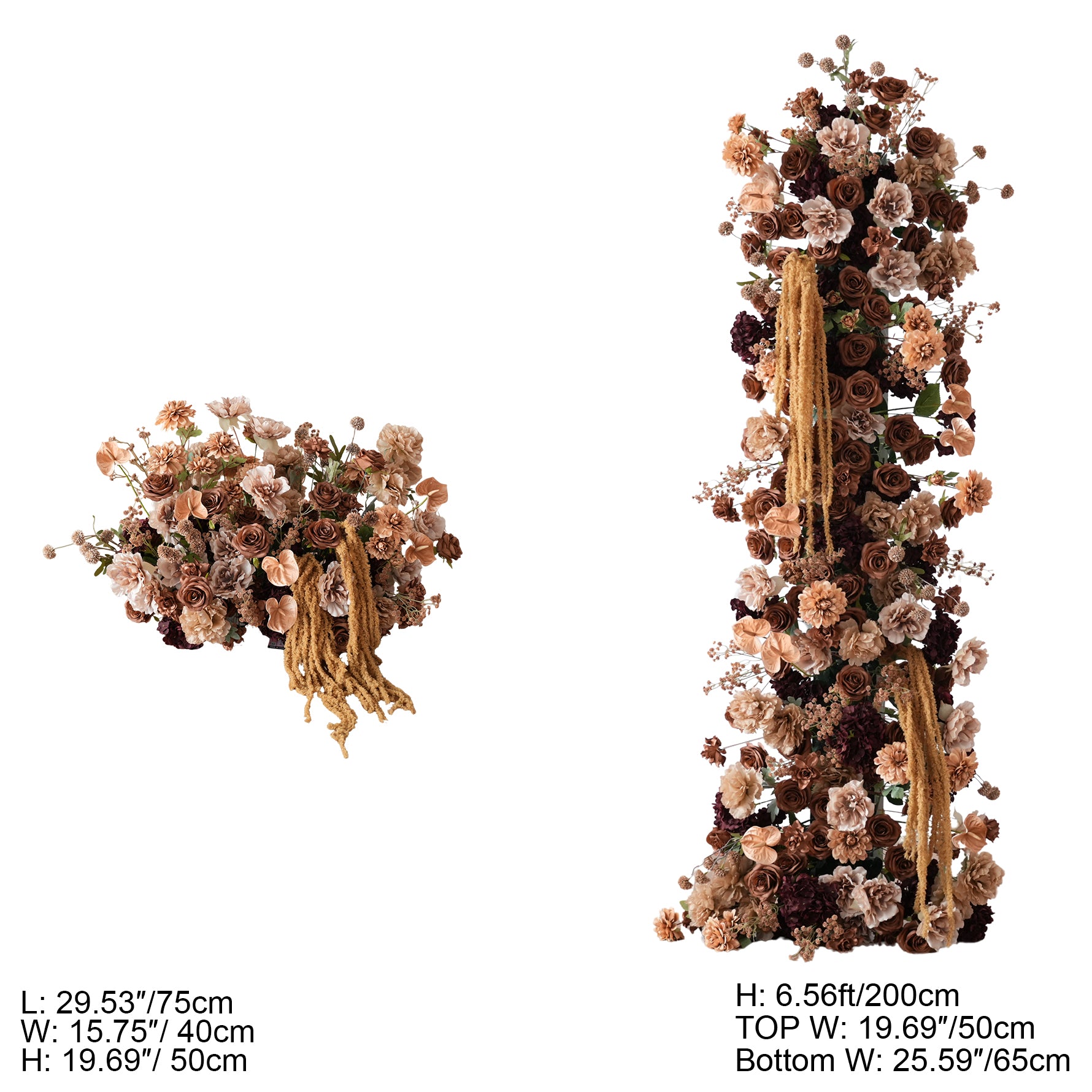 A9194 Coffee Peony Palm Flower Arrangement KT Board Outdoor