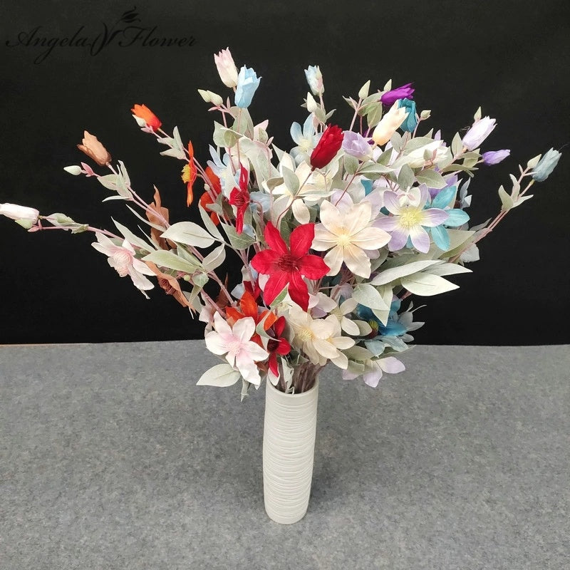 faux-multicolor-clematis-bouquet-home-table-decor
