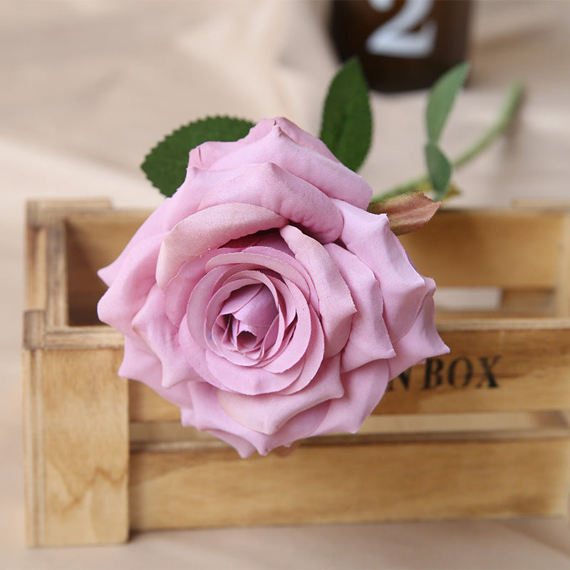 Dusty brown silk rose branch