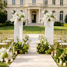 White Green Faux Flower Wedding Backdrop Decor
