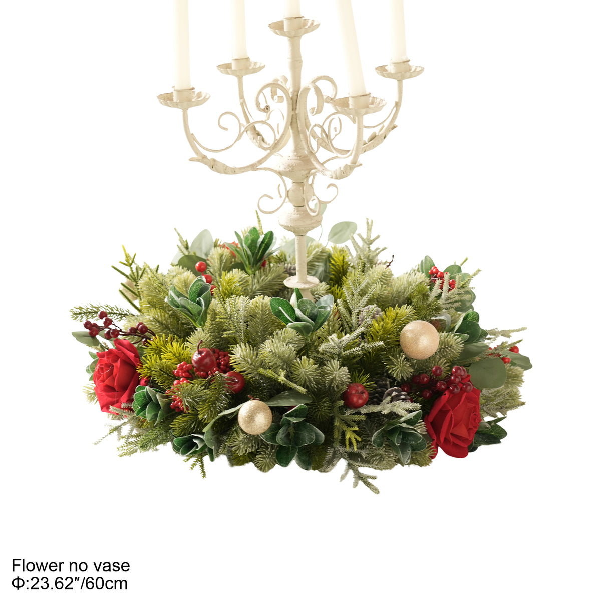 Complete holiday hoop arch kit includes artificial flowers and flexible metal arch stand