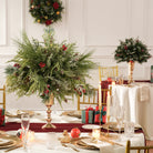Mixed frosted pine cedar eucalyptus stems with red berries for christmas floral arrangements