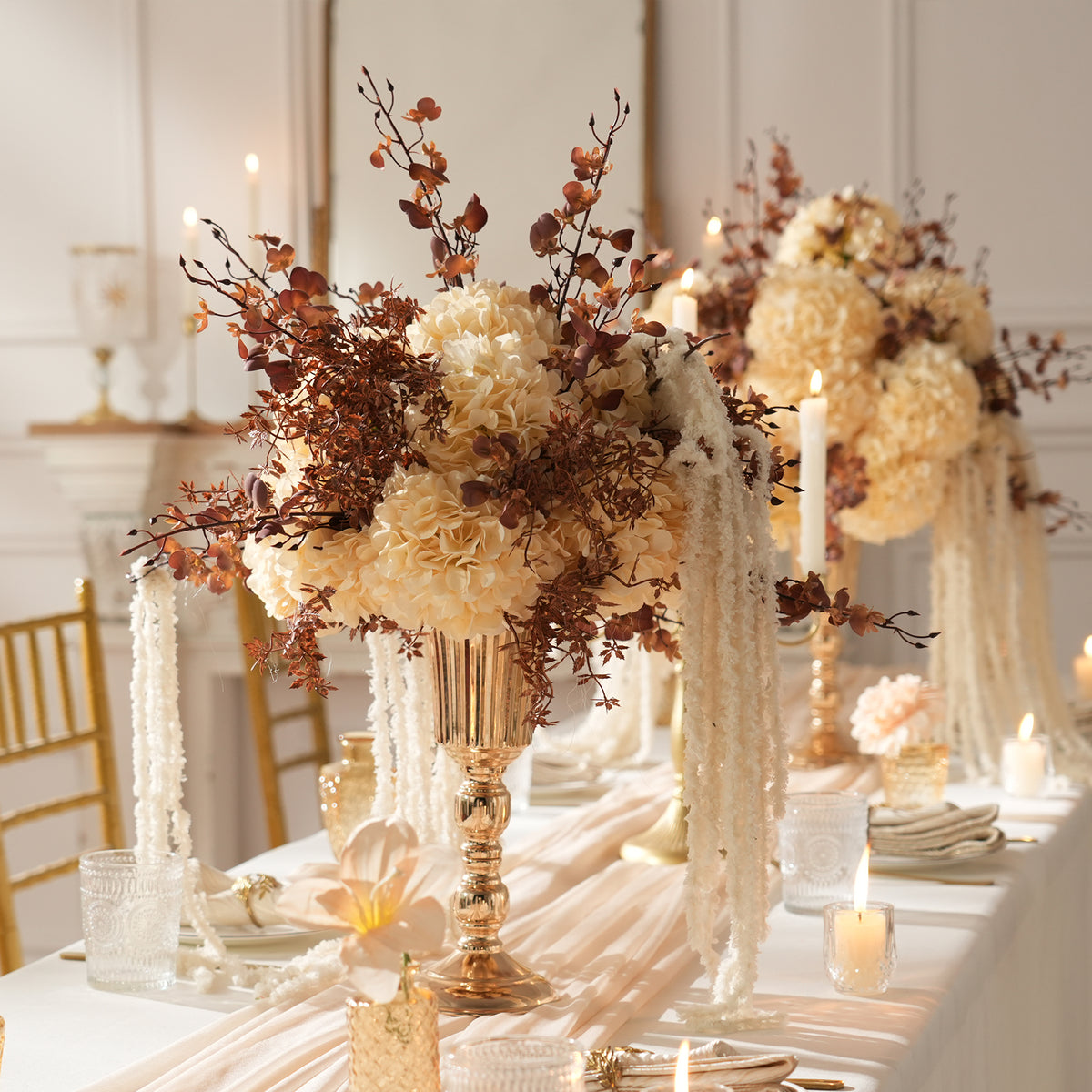 champagne table flower no vase