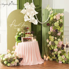 Green pink hydrangea ground flower arrangement for wedding