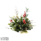 Frosted evergreen stems with bright red berries for farmhouse christmas styling
