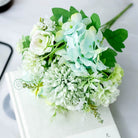 mint faux mixed rose hydrangea decorative stems