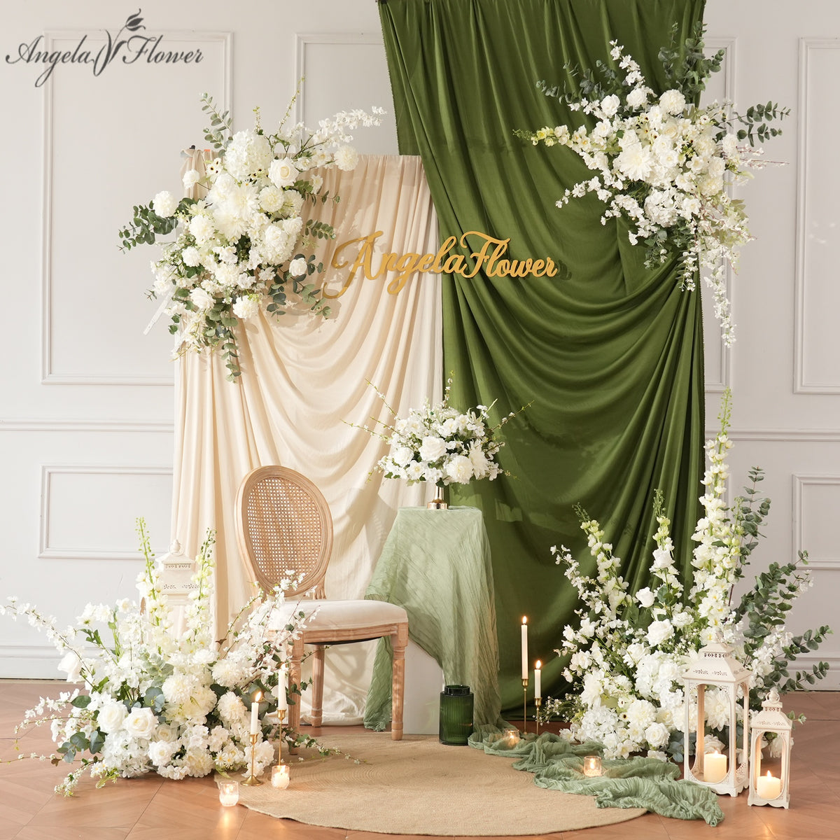 Flower swag for drape curtain wedding backdrop