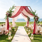 burgundy faux rose swag wedding backdrop