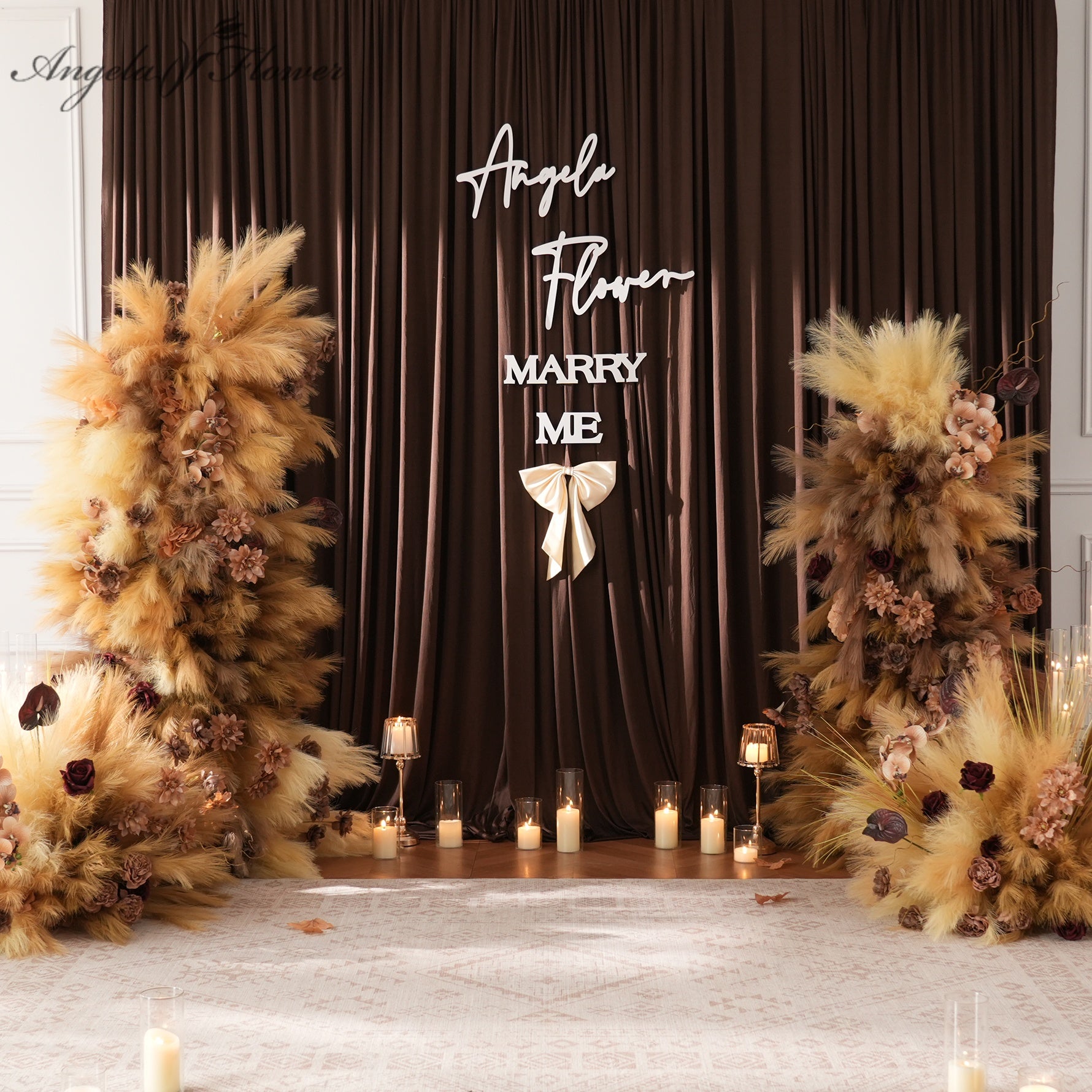 Artificial coffee pampas wedding floor floral decor