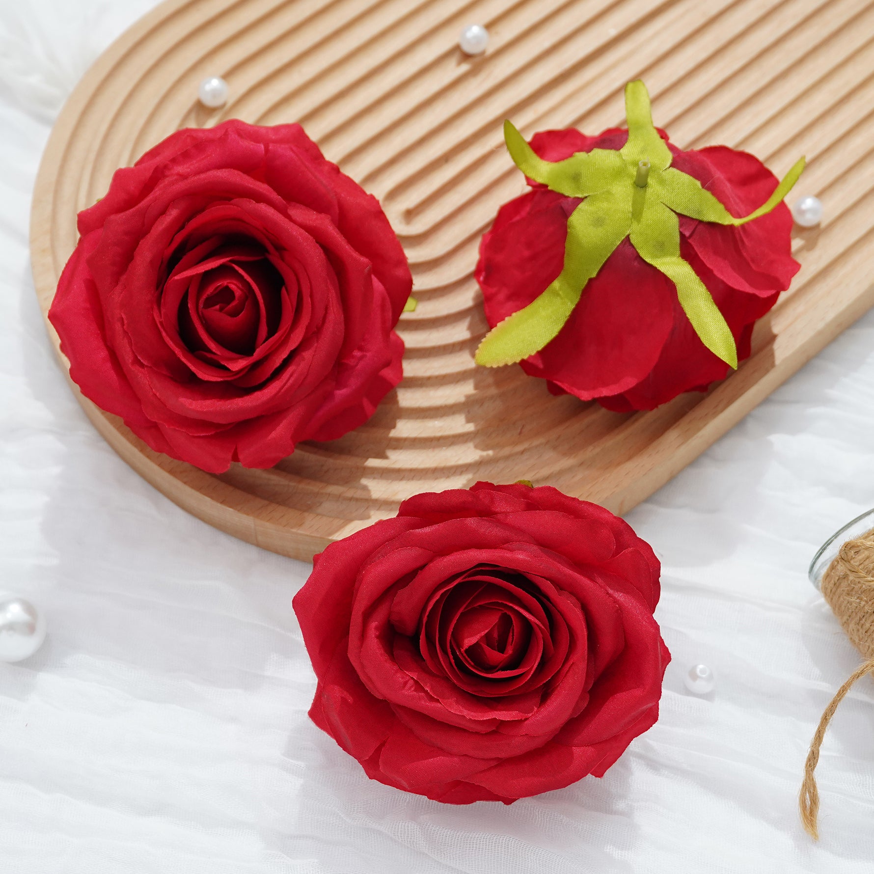 Real touch faux rose flowers with soft fabric petals