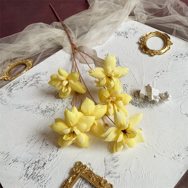 Farmhouse Style Silk Magnolia Artificial Flower Decor
