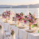 Romantic pink purple silk flower table centerpiece for garden villa wedding