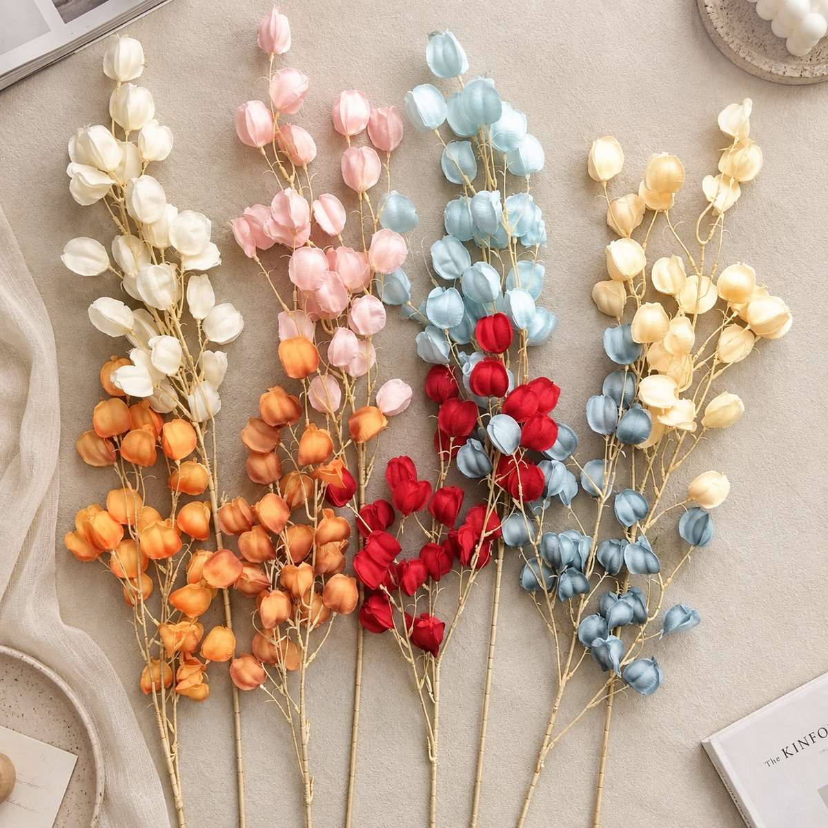 Multi color silk lantern flower sprays