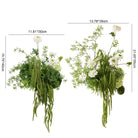 Boho style green white mixed faux flower table arrangement