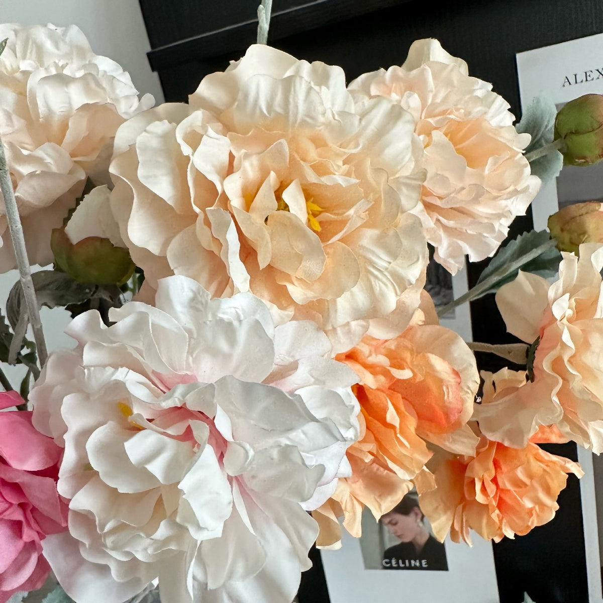 cream_orange_artificial_peony_arrangement