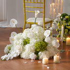 Green White Artificial Floral Aisle Runner Decor