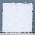 Full‑size silk flower wall with ivory roses and greenery, elegant backdrop for wedding, party and event styling
