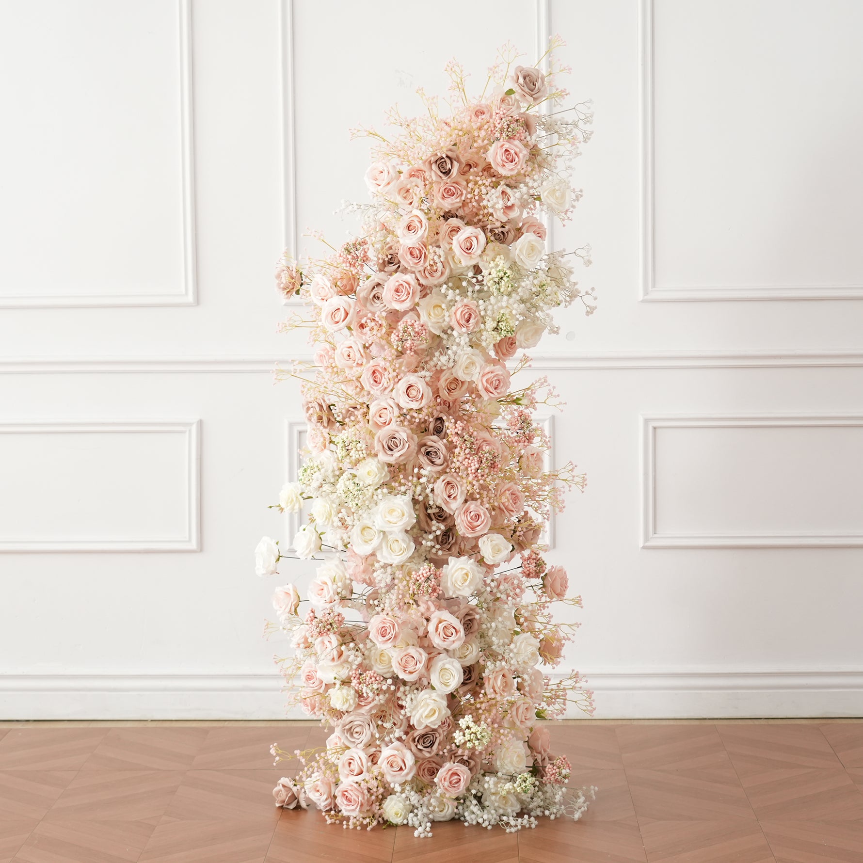 pink ivory rose wedding backdrop florals