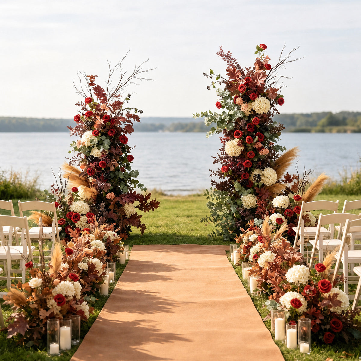 Burgundy floral framed KT board perfect for indoor and outdoor wedding event styling