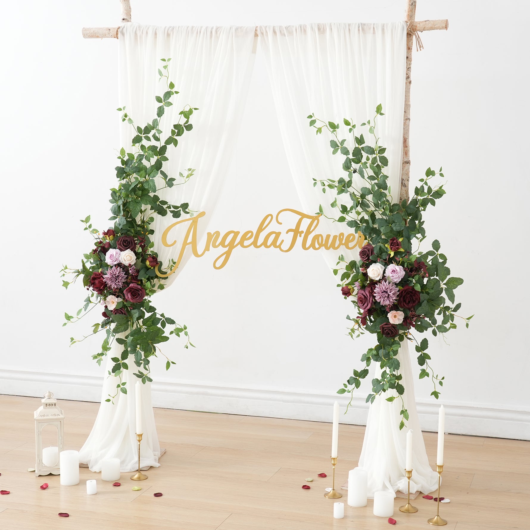 burgundy hanging flower wedding decor