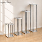 metal pillar risers for wedding and event floral centerpieces