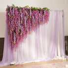 Soft pink wisteria flower wall for bridal shower and engagement party decor