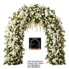 Installed sample of white green flower arch for wedding backdrop