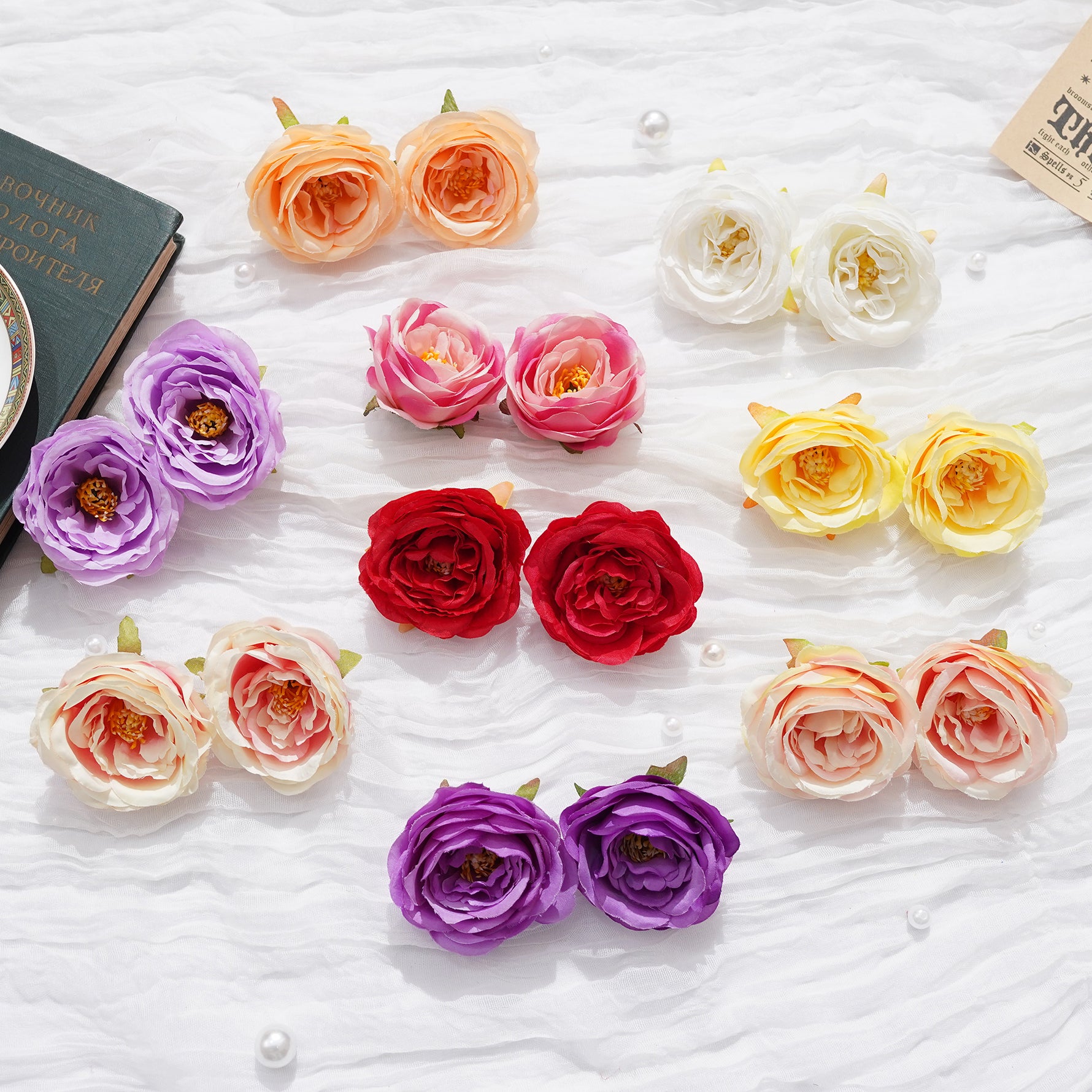 Red fake rose bloom wedding flower wall decor