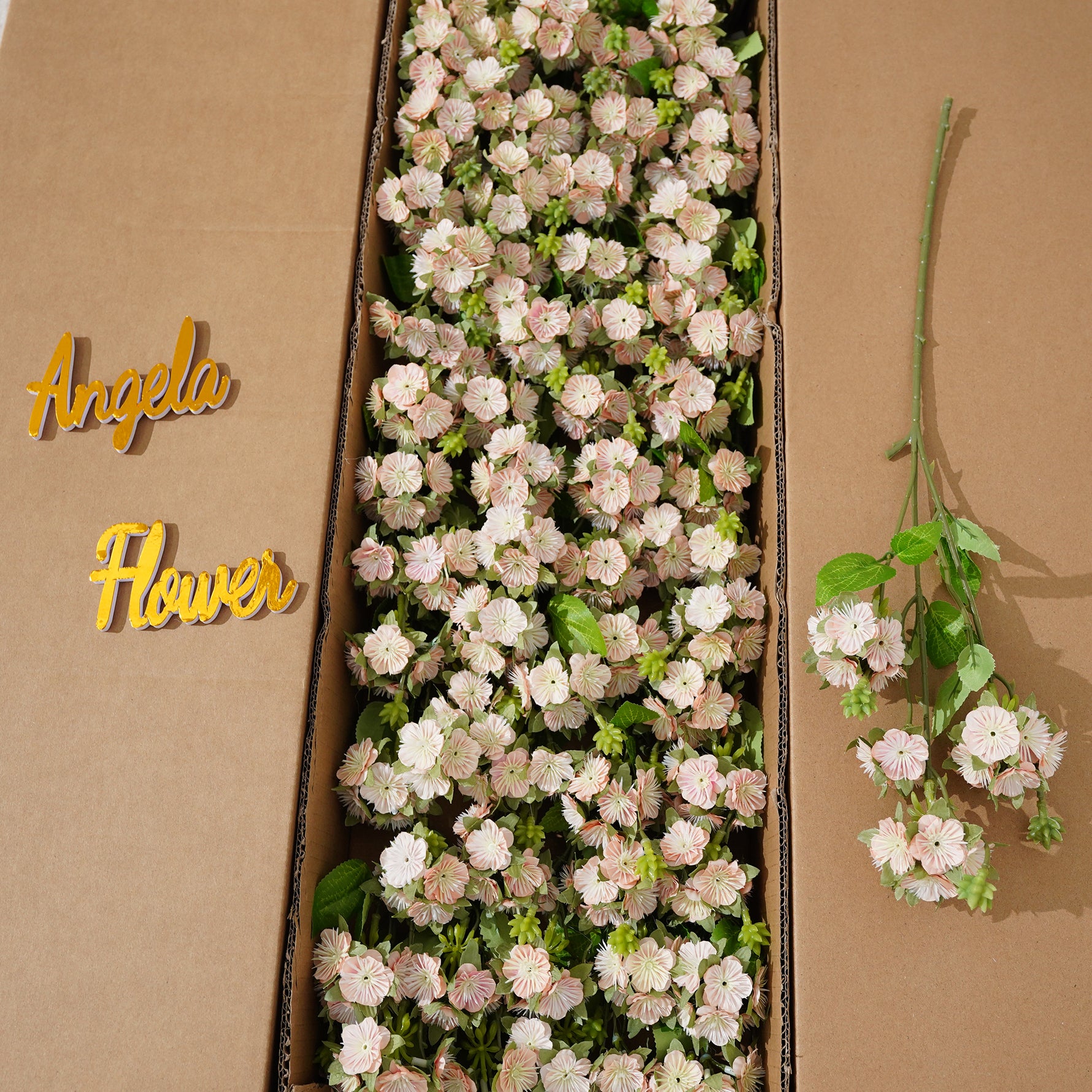 Light pink silk gypsophila flower branches