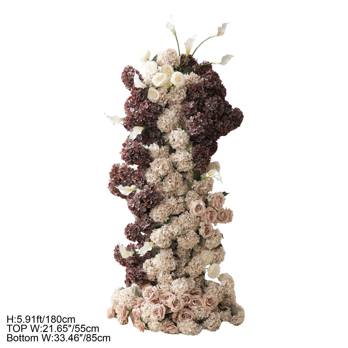 Wedding ceremony premade silk flower column set, muted vintage color