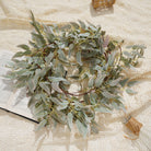 Sage green faux eucalyptus garland table runner decor
