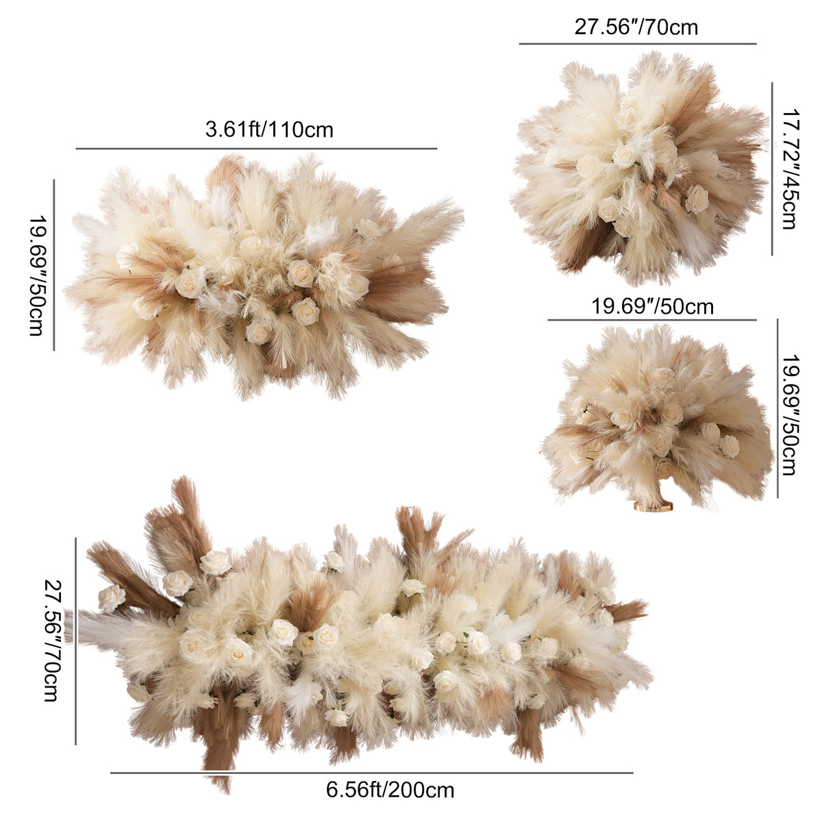 warm beige boho wedding pampas grass flower kit