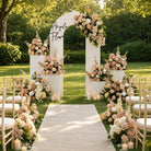peach ivory faux floor flower bouquet for wedding stage styling