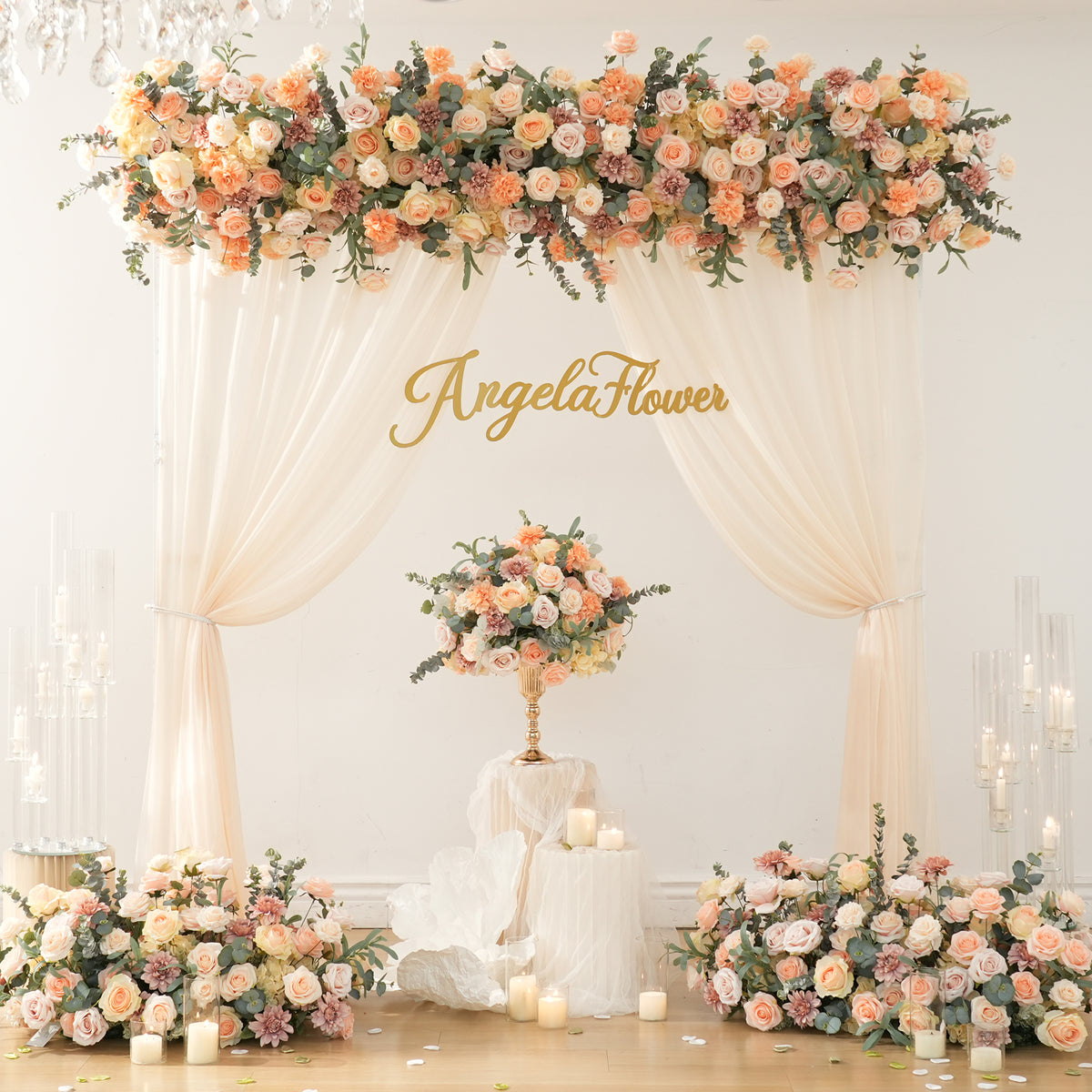 green eucalyptus mixed rose floral arrangement
