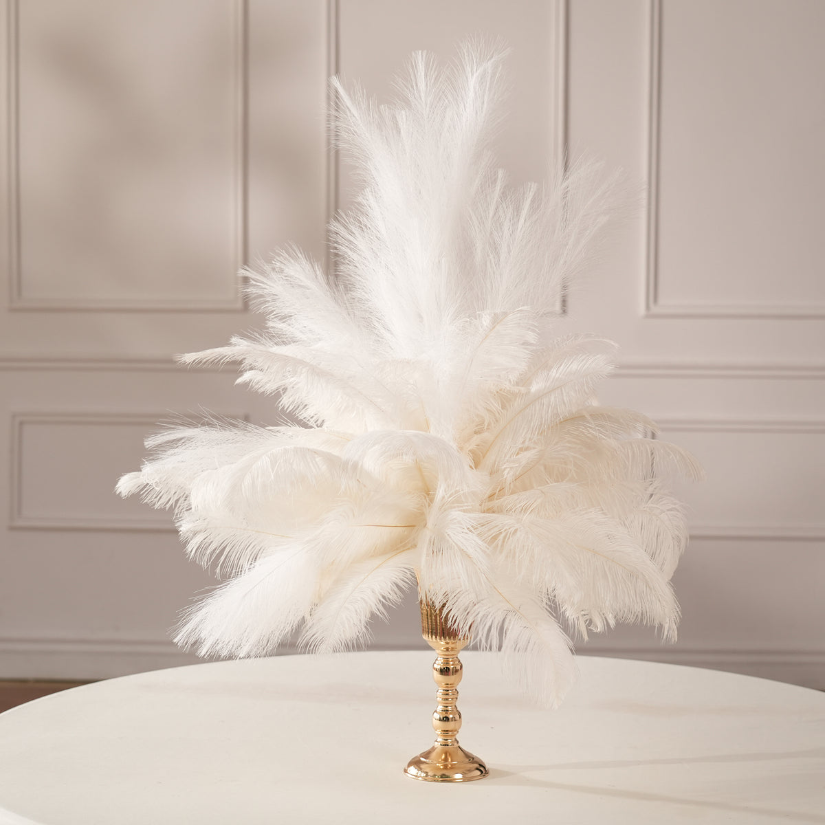 Art deco Gatsby style ostrich feather centerpiece for party and wedding decor