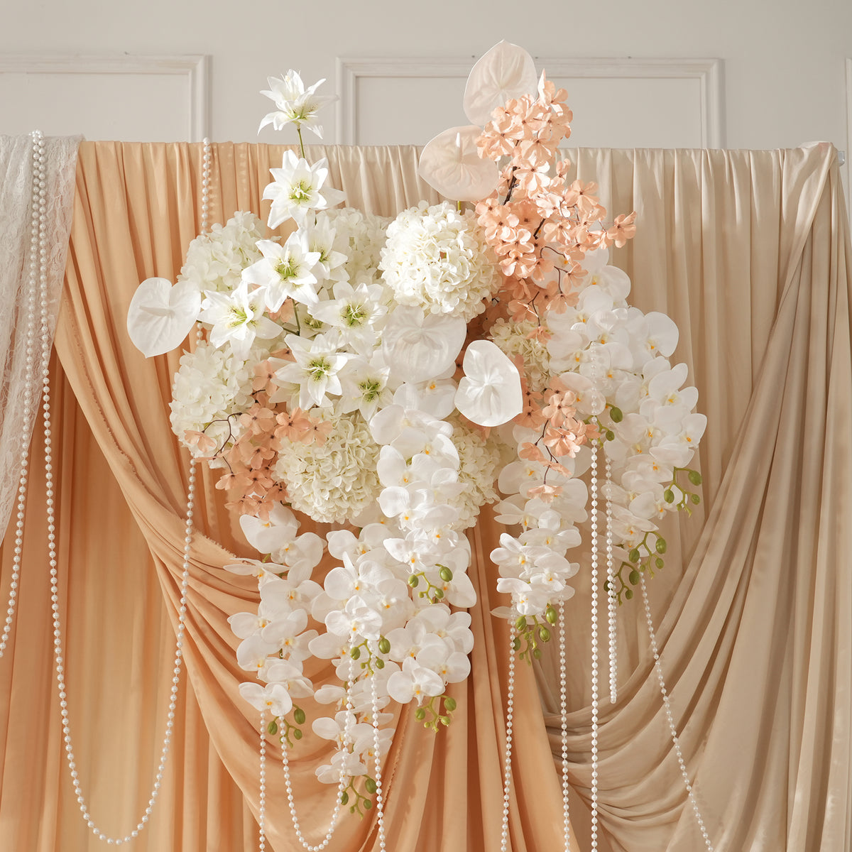 Blush champagne hang flower for event backdrop