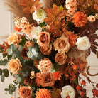 Warm fall tone pampas grass silk flower table centerpiece