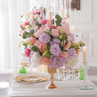Wholesale romantic pink purple artificial table centerpieces for event stylists