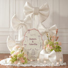 pastel blush green artificial ground floral arrangement for wedding