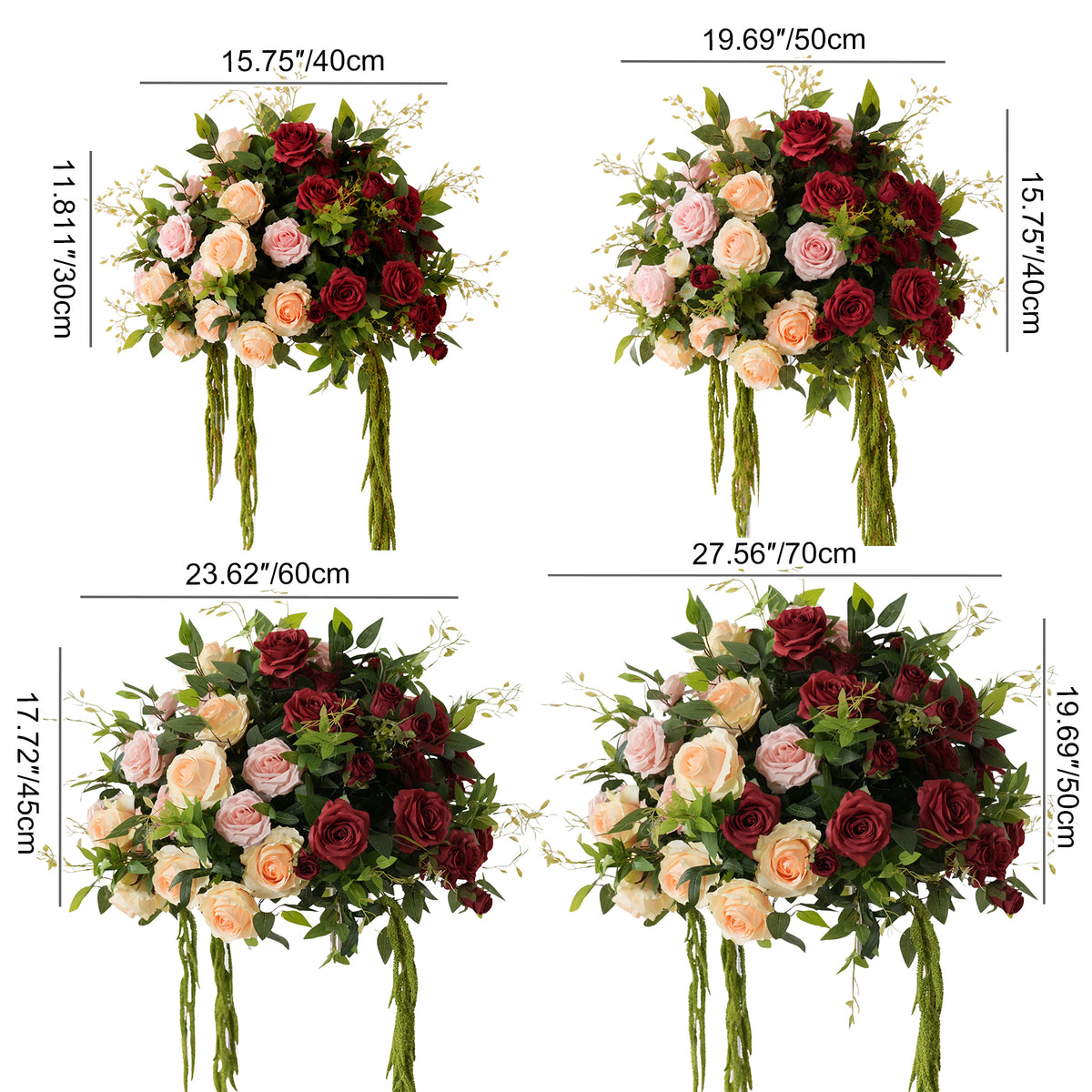 red rose tall vase wedding table decor