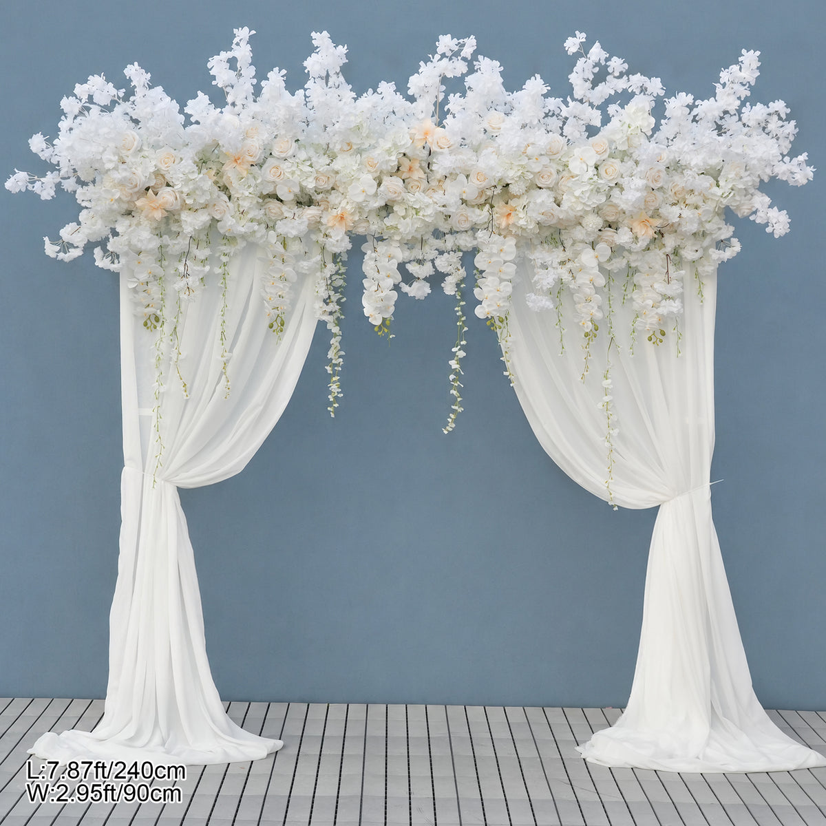 Oat tone cherry blossom swag for bridal shower backdrop