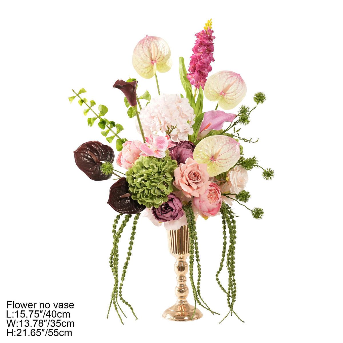 Mauve peony and blush rose silk flower table bouquet for wedding