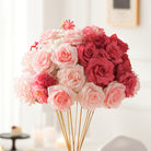 Pink artificial rose cluster detail shot for table centerpiece arrangements