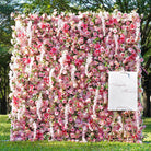 Pre-made flower wall with artificial roses and wisteria, perfect backdrop for party photoshoots