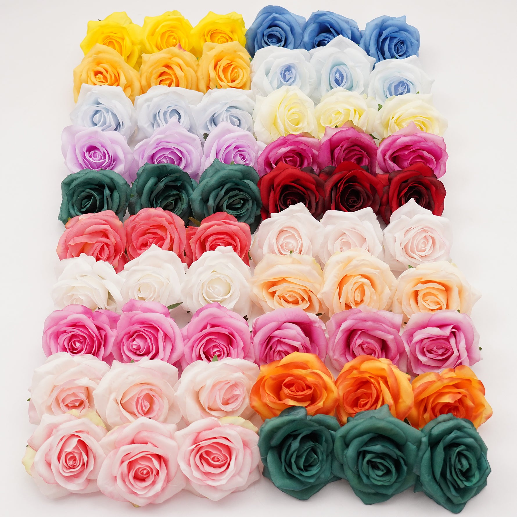 Mixed color faux roses for bouquets, wreaths, and home decor