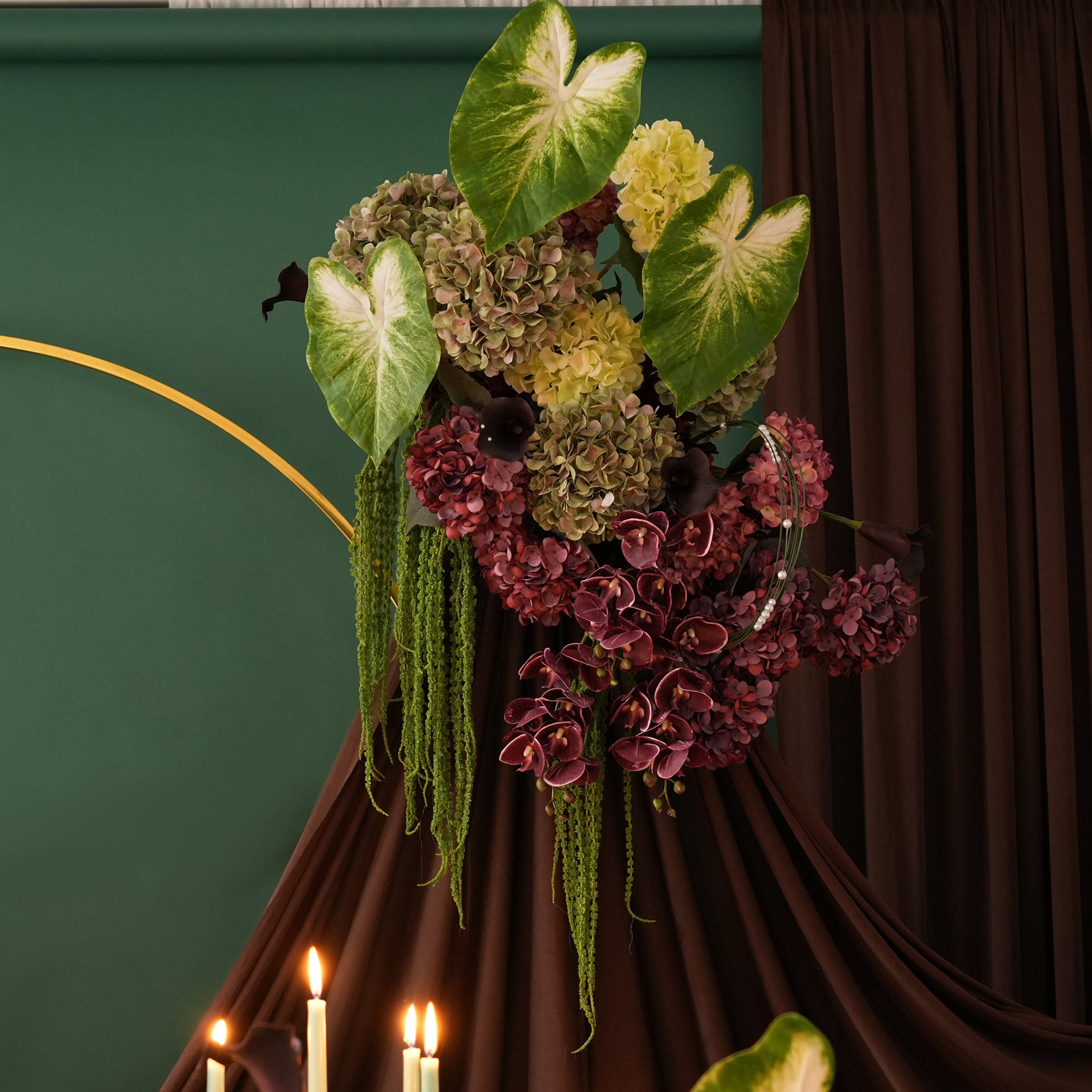 Purple Hanging Floral Arrangement Wedding Decor