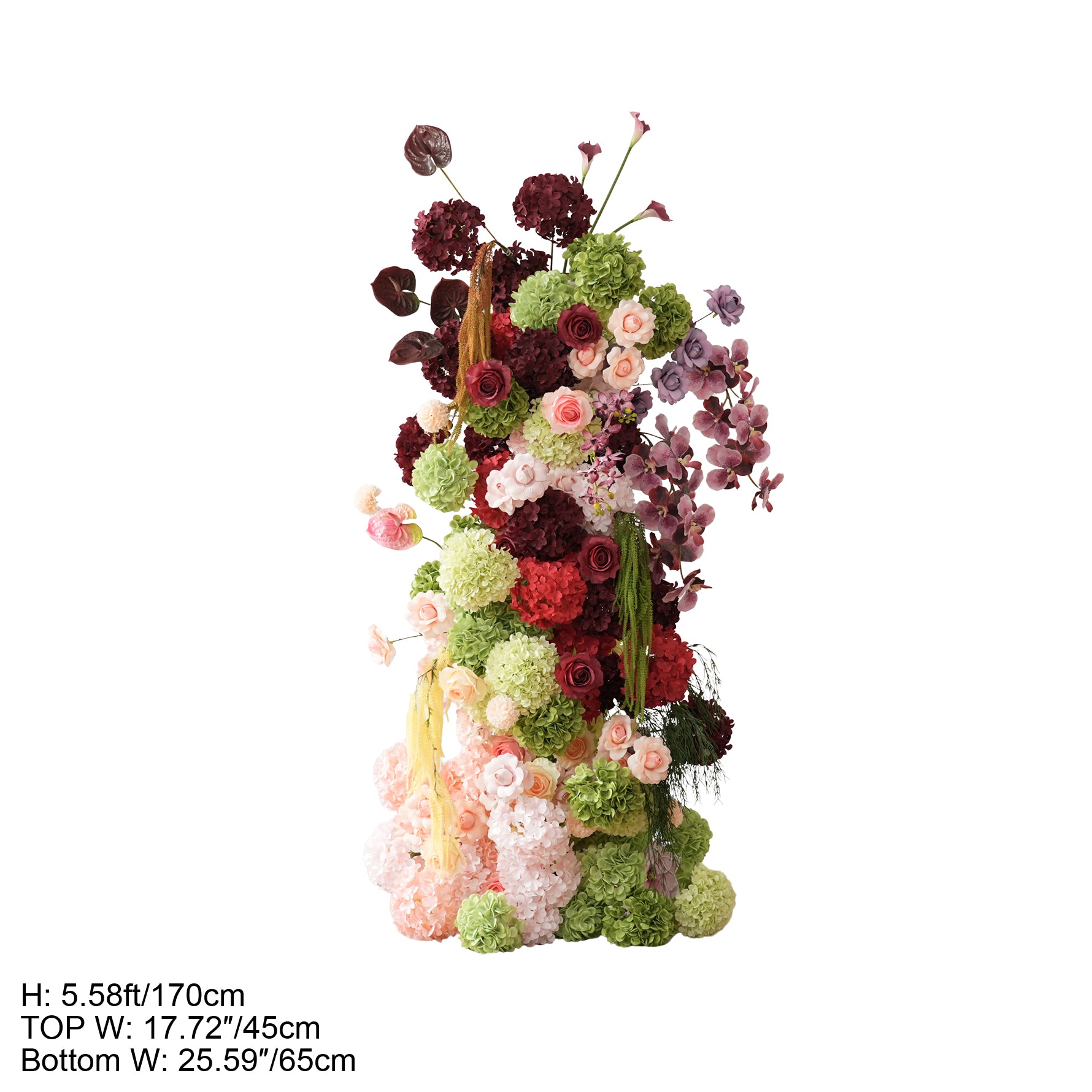 A9174 Colorful Hydrangea Palm Flower Arrangement KT Board Wedding