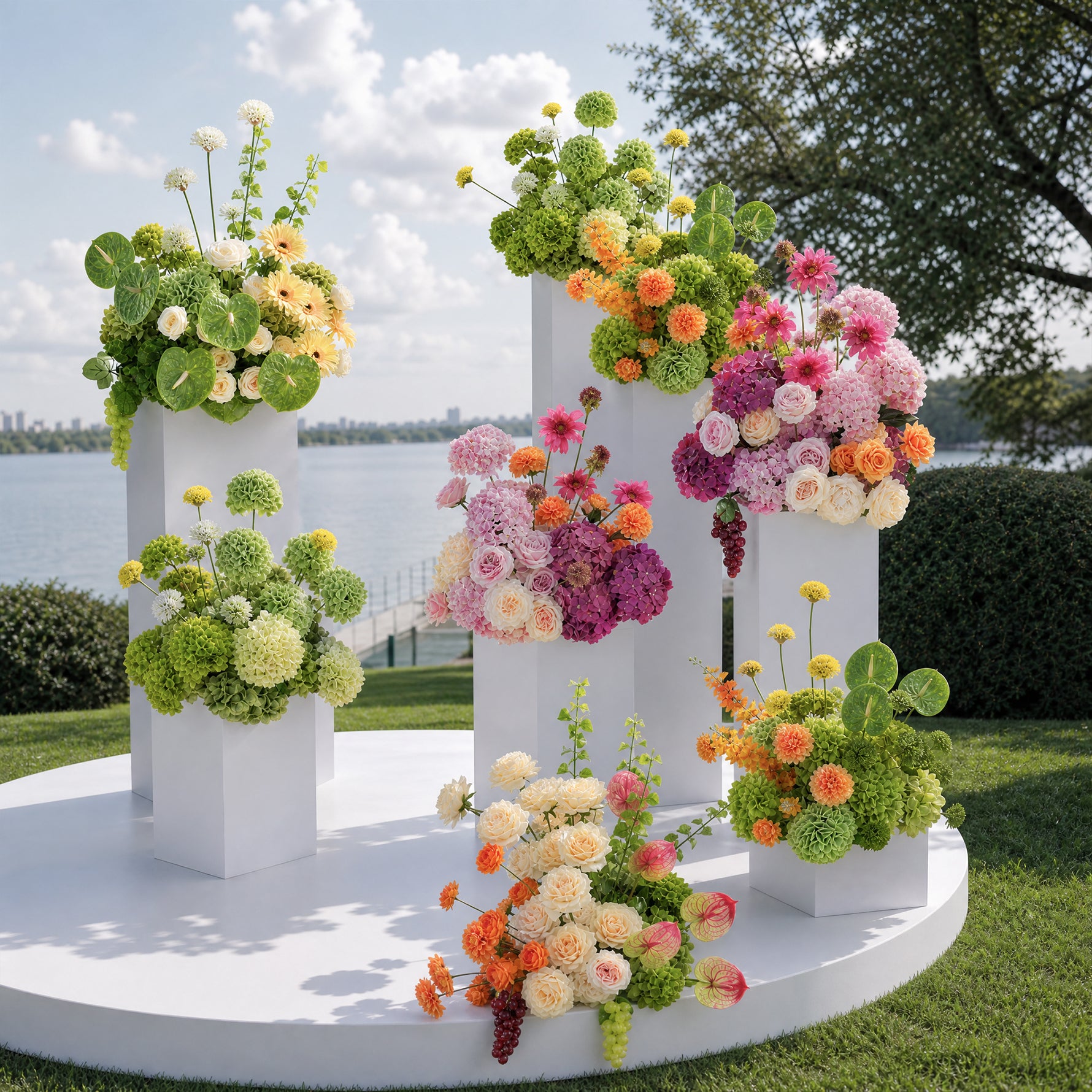 A9143 Colorful Hydrangea Table Centerpieces Flower Arrangement