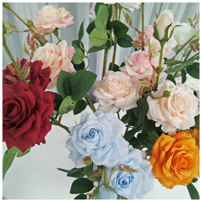 Sky blue silk rose flower branches