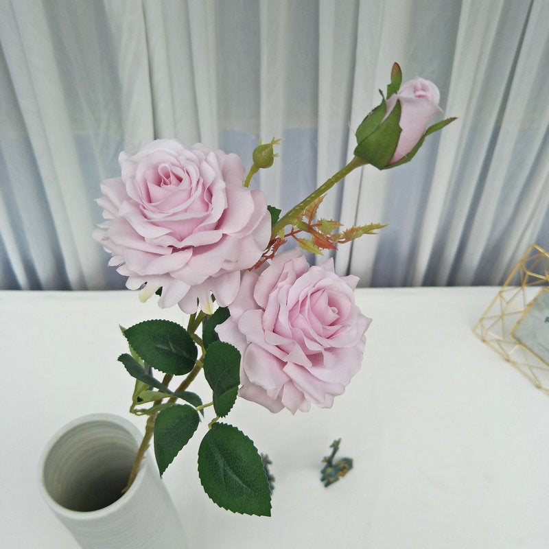 Deep red artificial rose long stems